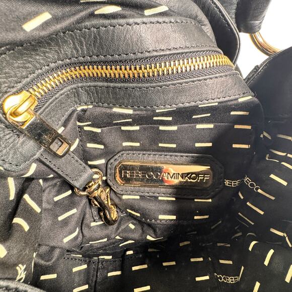 Rebecca Minkoff Black  Hobo Leather Moto Handbag Purse with Dust Cover Bag - Picture 12 of 13